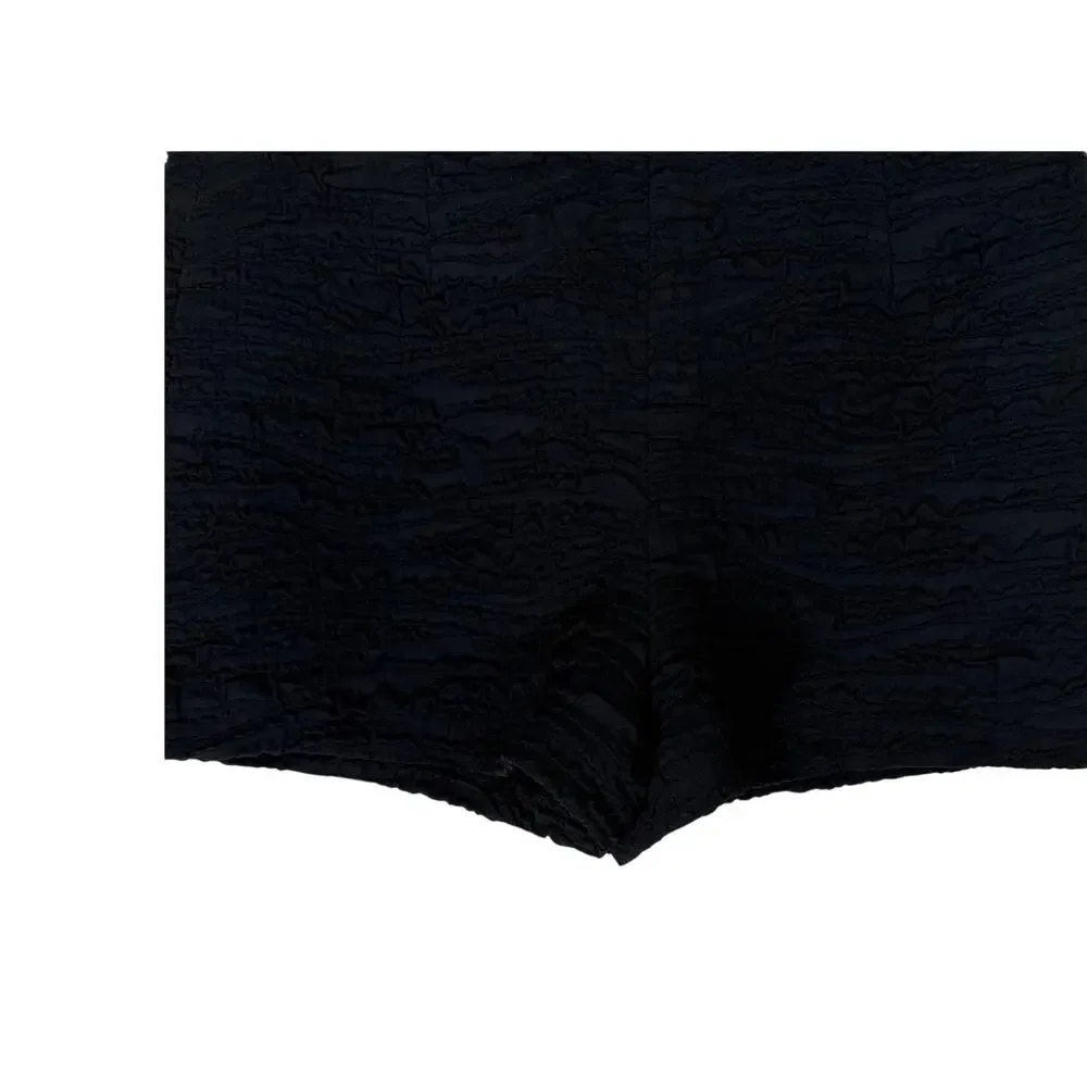 Zara Black Textured Back Zipper‎ Monki Chic Vacation Summer Mini Shorts Size M